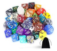 40 Piezas Juego de Dados Poliédricos,D10 10 Caras Dados de rol Poliédrico,Dados Poliédricos de Colores con Bolsa Negra para Juegos de Mesa,para Dungeons and Dragons Pathfinder DND RPG MTG Table Games