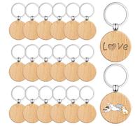 40 Piezas Llaveros de Madera en Blanco Personalizada, 4cm llaveros redondos de madera, Rodajas de Madera Llavero de Maderas Redondo con Anillos para Manualidades, Tallar DIY, Grabado, Pirograbado