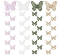 40 Piezas Mariposa Apliques Coser, 4 Colores Doble Capa Parches de Encaje, Bordado Decoración Parches Clásico Pequeño para DIY Ropa y Bolsos