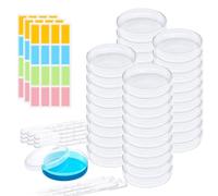 40 Piezas Placas de Petri de 60mm, Placa de Petri de Plástico Transparente, con 20 Pipetas de Transferencia de Plástico, para Semillas Hongos Análisis de Laboratorio