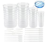 40 Piezas Placas De Petri De Plástico Con Tapas, Placas De Petri Estériles De 35 Mm, 60 Mm, 70 Mm y 90 Mm De Diámetro Para Proyectos Científicos Escolares y Análisis De Laboratorio