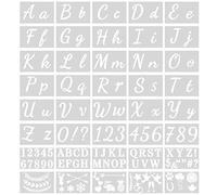 40 Piezas Plantillas de Letras 128 Diseños, Plantillas de Alfabeto Números Plástico Reutilizables, Plantillas de Números con Caligrafía Letras Mayúsculas Números Signos para Bricolaje Pintura