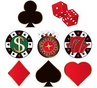 40 Piezas Recortes de Fiesta de Casino Versátiles Las Vegas Casino Tema Poker Recortes Decoración de Fiesta de Cumpleaños con Puntos de Pegamento para Tablero de Mensajes Fiesta de Casino, 5,9 x 5,9