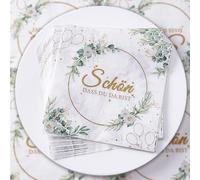 40 Piezas Servilletas para Bodas, Servilletas Papel "Schön Das Du Da Bist", 33x33 cm, Servilleta Decorativa para Fiestas, Decoración de Mesa para Niños y Niñas