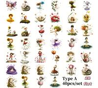 40 piezas/set pegatinas 2D de calidad, serie creativa retro de y elfos del mundo de cuentos fantásticos, ideales para diarios, cuadernos, álbumes de recortes y decoración manual DIY