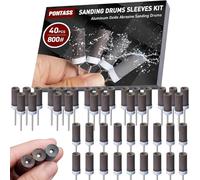 40 Piezas Tambores de Lijadora de Bandas para Dremel, 800 Granos Mangas de Lijado con Vástago 3 mm Cilindros de Lijado, Abezal de Muela Abrasiva para Lijar, Pulir y Desoxidar Metales