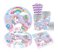 40 Piezas Unicornio Juego de Vajilla de Fiesta,Unicornio Servilletas,Juego de Platos para Niños,Unicornio Decoración de la Fiesta,Unicornio Decoración de la Fiesta de Cumpleaños de los Niños