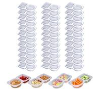 40 Piezas Vasos de Plástico Tapa Latas Pequeñas Tapa Recipientes de Plástico para Aperitivos Cajas para Comida Reutilizables para el Almuerzo Merienda Mermelada Yogur Ensalada de Frutas Especias