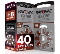 40 Pilas para Audífonos 312 Rayovac Extra + 8 Baterías Udivita
