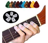 40 protectores de silicona para dedos de guitarra, tapas de protección para dedos de guitarra, con 10 púas de guitarra para instrumentos de cuerda (5 tamaños)