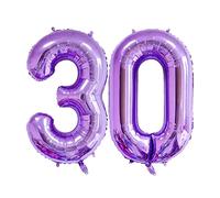 40 pulgadas, número 30 de decoración de cumpleaños, globo 30, globo de helio 30, globos inflables gigantes de aluminio de helio para hombres y mujeres, decoración de feliz cumpleaños (morado)