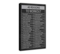 40 Reasons To Workout - Lienzo decorativo inspirador para pared, póster decorativo para el hogar, bar, restaurante, garaje, cafetería, logotipo, regalo, 30 x 45 cm