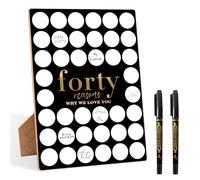 40 Reasons Why We Love You Guest Book Alternativa, tablero de madera para firmar 40 cumpleaños de 8 x 11 pulgadas con bolígrafo, suministros de regalo de cumpleaños, regalos de 40 años para él y ella,