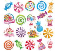 40 remolinos colgantes de caramelos, coloridos remolinos colgantes de piruletas, decoración de techo, decoración de fiesta de caramelos, serpentinas de techo para tienda de dulces, baby shower,