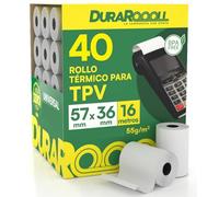 40 Rollos Papel Termico TPV Datafono DuraRoooll - Rollos Térmicos POS 57mmx36mmx16m Compatibles con Nexi SumUp Pax Axerve Ingenico para Tiques Recibos Tarjetas de Débito y Crédito