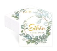 40 Servilletas con texto en alemán «Schön Dass Du Da Bist », 33 x 33 cm