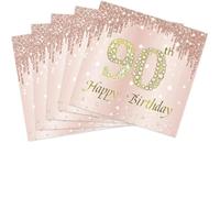 40 servilletas de 90 cumpleaños, decoración vintage de 1934 para mujer, cumpleaños, boda, aniversario, fiesta, suministros de 2 capas