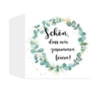 40 servilletas de cumpleaños, servilletas de eucalipto con texto en alemán «Schön, Dass Wir Zusammen Feiern für Tischdeko Geburtstag Themenparty Mann Frau Geburtstag Deko,33 × 33 cm
