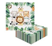 40 Servilletas de Fiesta en la Selva - Decorativas de Animales del Bosque y de Cuento de Hadas - Cuadradas para Cumpleaños Infantiles