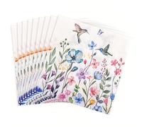 40 servilletas de flores (25 x 25 cm) - Servilletas de papel de primavera con diseño de margaritas y pájaros de colores - de gachas de madera natural, color vegetal ecológico para niños cumpleaños