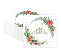 40 servilletas de papel de Navidad, 33 x 33 cm, servilletas desechables de cóctel para Navidad, suministros de fiesta, decoración de mesa de cena de Navidad