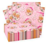 40 servilletas de papel de Navidad, servilletas de Navidad desechables, 33 x 33 cm, Papá Noel, copo de nieve, árbol de Navidad, color rosa, para Navidad, decoración de mesa, fiesta