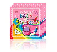 40 servilletas de papel para el comienzo del colegio, color rosa para el comienzo del cole con bienvenida al colegio, servilletas de papel, decoración de mesa para niños escolares, 33 x 33 cm