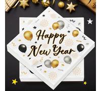 40 servilletas decorativas de Nochevieja 2026, servilletas Happy New Year, Nochevieja, accesorios para fiestas, decoración de fiesta de Año Nuevo (33 x 33 cm)
