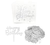 40 servilletas, equipadas con 1 paquete de confeti decorativo y 1 pieza de decoración para tartas, decoración de mesa de fiesta, suministros de fiesta