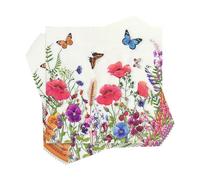 40 Servilletas Estampadas Florales Festivas - Impresas Coloridas, Decoraciones de Mesa Cuadradas, Suaves para Fiestas, Diseño de Flores y Mariposas