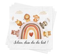 40 servilletas para baby shower, diseño con texto en alemán "Schön dass Du da bist, Babyparty Deko, Babyshowerparty Deko, Tischdeko Baby Party, Taufe Servietten Geburtstag