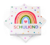 40 servilletas para escolarización, arco iris, para escolarización, decoración para niños y niñas 2025, decoración para comienzo del colegio, fiesta de arco iris, decoración de mesa, 33 x 33 cm