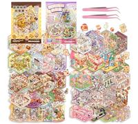 40 sets 3D House Stickers - 2 BüCher Diy Cozy Little Home House Scene Sticker Book Therapy, Reutilizable Juego de pegatinas para el hogar, colección de libros, casa en miniatura 3D con 2 pinzas para