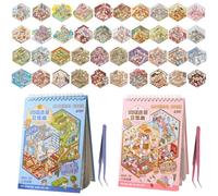 40 Sets Pegatinas 3D para Casa Divertidas, House Stickers, Sticker Therapy, DIY Stress Relief Sticker Scenes with 58 PET Pegatinas, 40 Miniature Scene, 2 Pinzas, for Adulto Niño Adolescente