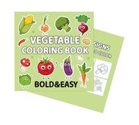 40 Sheets Kids Coloring Book - Color Your Own Vegetable Cartoon Doodle Design, Educational Rustic Activity Book With Engaging Creative Pages | Ideal Art And Learning Tool For Children 4 Years Old