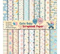 40 Sheets of Cute Baby Boy Girl Scrapbook Paper - Colorful Sweet Decorative Sheets for DIY Crafts, Journaling, Albums, Invitations, Gift-wrapping: Single-sided, 20 Designs, 8 x 8 Inch