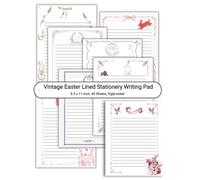 40 Sheets of Vintage Easter Lined Stationery Paper Pad - Old Fashion Retro Design Paper, Personalised Invitations: Letter Size Notepad for Letters, Notes, Journaling & Office Use, 8 Designs, 8.5 x 11"