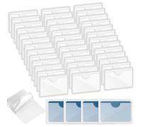 40 soportes para etiquetas autoadhesivos, 6 x 10 cm, portaetiquetas, tarjetas de visita, autoadhesivas, transparentes, fundas para tarjetas de visita para pegar, para oficina en casa, organizar y