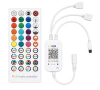 40 Teclas Bluetooth RGB LED Controlador de Música con App Mando IR | para Tira LED RGB SMD 5050 3528 2835,2 Puerto 4 Pines DC 5-24V Controlador Remoto,Controlador Led Efectos Música Iluminación