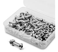 40 tornillos hexagonales y tuercas M6-1,0 x 16 mm de acero inoxidable 304 18-8 de cabeza redonda