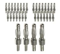 40 Uds Conector Banana de 4mm con Rosca de 3mm/4mm for Montaje en Panel Adaptador de Conector de Clavijas sin Aislamiento Equipado con Perno M3/M4(3MM Thread 40pcs)