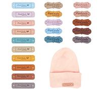 40 Uds. Etiquetas de cuero personalizadas hechas a mano cosidas a mano en etiquetas de cuero Pu parches de costura hechos a mano para bolsos de mezclilla (1,5x5,5 cm y 4,2x1,5 cm)