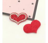 40 Uds. Parches rosas con forma de corazón, apliques de diamantes de imitación AB, parches de cuentas para ropa, decoración de pinzas para el cabello DIY, accesorios para coser
