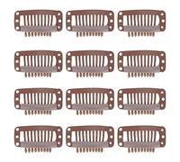 40 Uds Pinzas para Peluca de Pelo de Acero Inoxidable 9 Dientes Sujetan Firmemente la Extensión del Cabello Pinza para el Cabello 32mm Accesorios para Peluca Clips(Marrón claro)