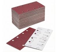 40 unidades de papel de lija con , grano 60, 80, 120, 180, 320, 600, 800, 1000, 95 x 185 mm, papel de lija para lijadora orbital, juego de 8 agujeros, almohadilla de lija rectangular para madera