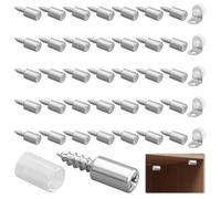 40 unidades de tornillos autorroscantes para estanterías, soporte de estante de 7,6 mm, pasadores de estantería con cubierta antideslizante transparente con 20 soportes de suelo con ventosa, para