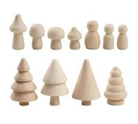 40 Unids/set Árboles de Navidad de Madera Árboles de Madera Sin Terminar Clavijas Personas y Hongos Manualidades Navideñas Pintables para Navidad Mesa Decoraciones del Hogar Mini Figuras
