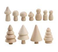 40 Unids/set Árboles de Navidad de Madera Árboles de Madera Sin Terminar Clavijas Personas y Hongos Manualidades Navideñas Pintables para Navidad Mesa Decoraciones del Hogar Mini Árbol, Árbol Pequeño