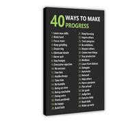 40 Ways To Make Progress - Lienzo inspirador para pared, pósteres e impresiones estéticas para habitación, dormitorio, oficina, decoración de 40 x 60 cm