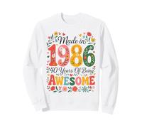 40 Year Old Made in 1986 Retro Floral 40th Birthday Women Sudadera